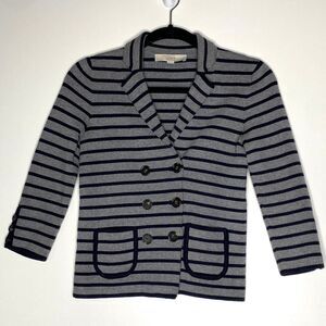 LOFT Striped Double Breasted Knit Sweater Cardigan Blazer Women's Size XSP